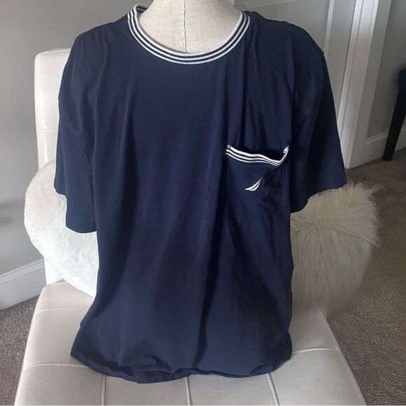 Nautica Blue Short Sleeve Tee Classic Crew Neck - Picture 1 of 4